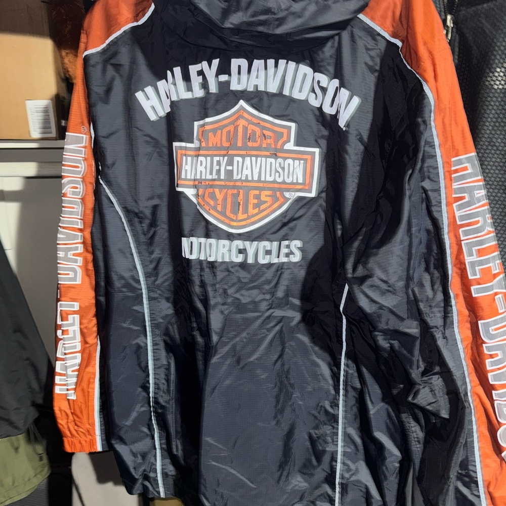 Harley-Davidson Black and Orange Windbreaker
